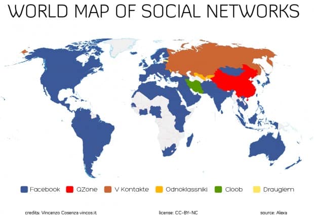 Mappa Social Network più utilizzati