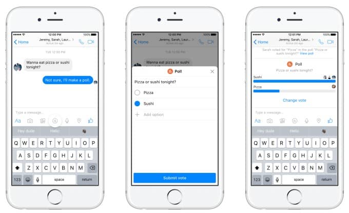 Facebook Messenger arrivano i sondaggi nelle chat di gruppo