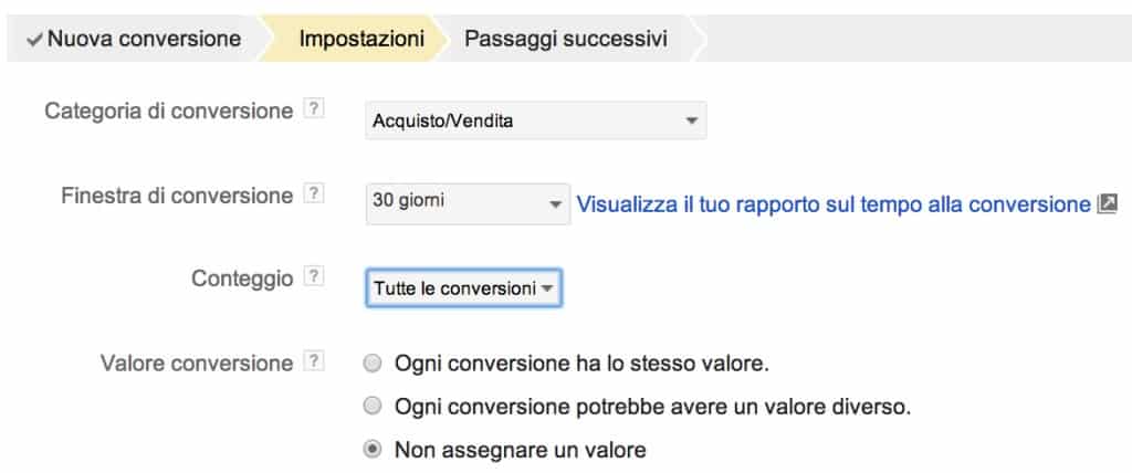 Tutte le conversioni Adwords